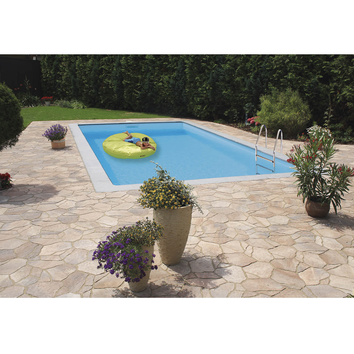 Hobby Pool Rechteck Styropor Systemsteinbecken Pool-Set mit Edelstahlleiter Weitholm