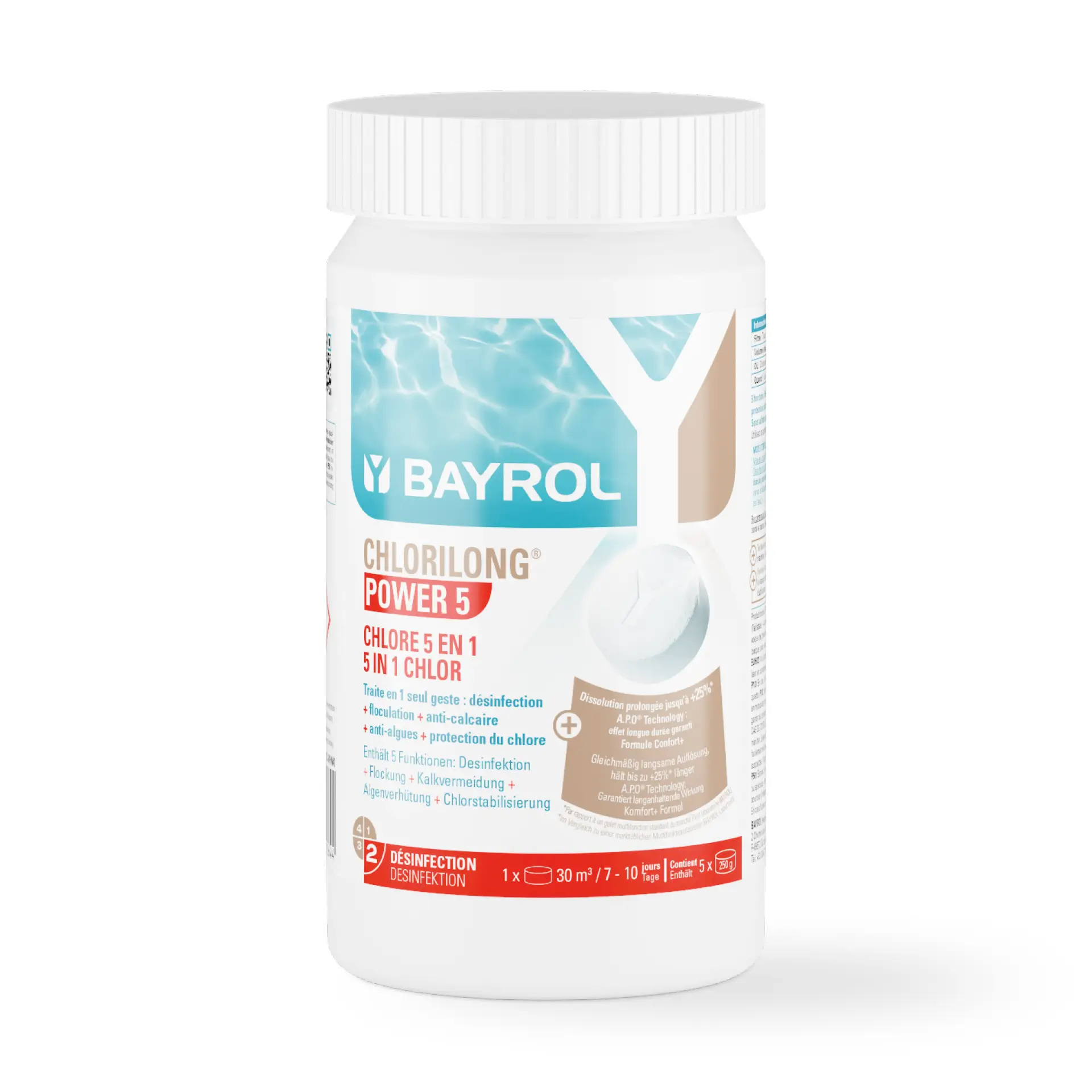 BAYROL Chlorilong® POWER5 1,5 kg Dose – 5-fach wirksame Langzeit-Chlortabletten