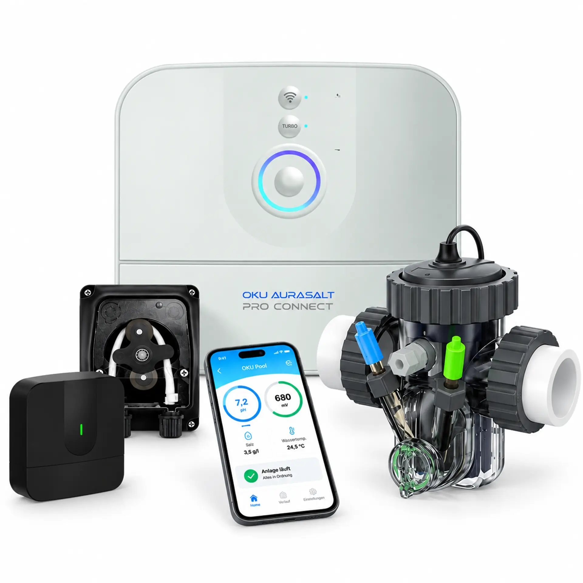 OKU AuraSalt Pro Connect – intelligente Salzelektrolyse mit vollautomatischer Wasserüberwachung
