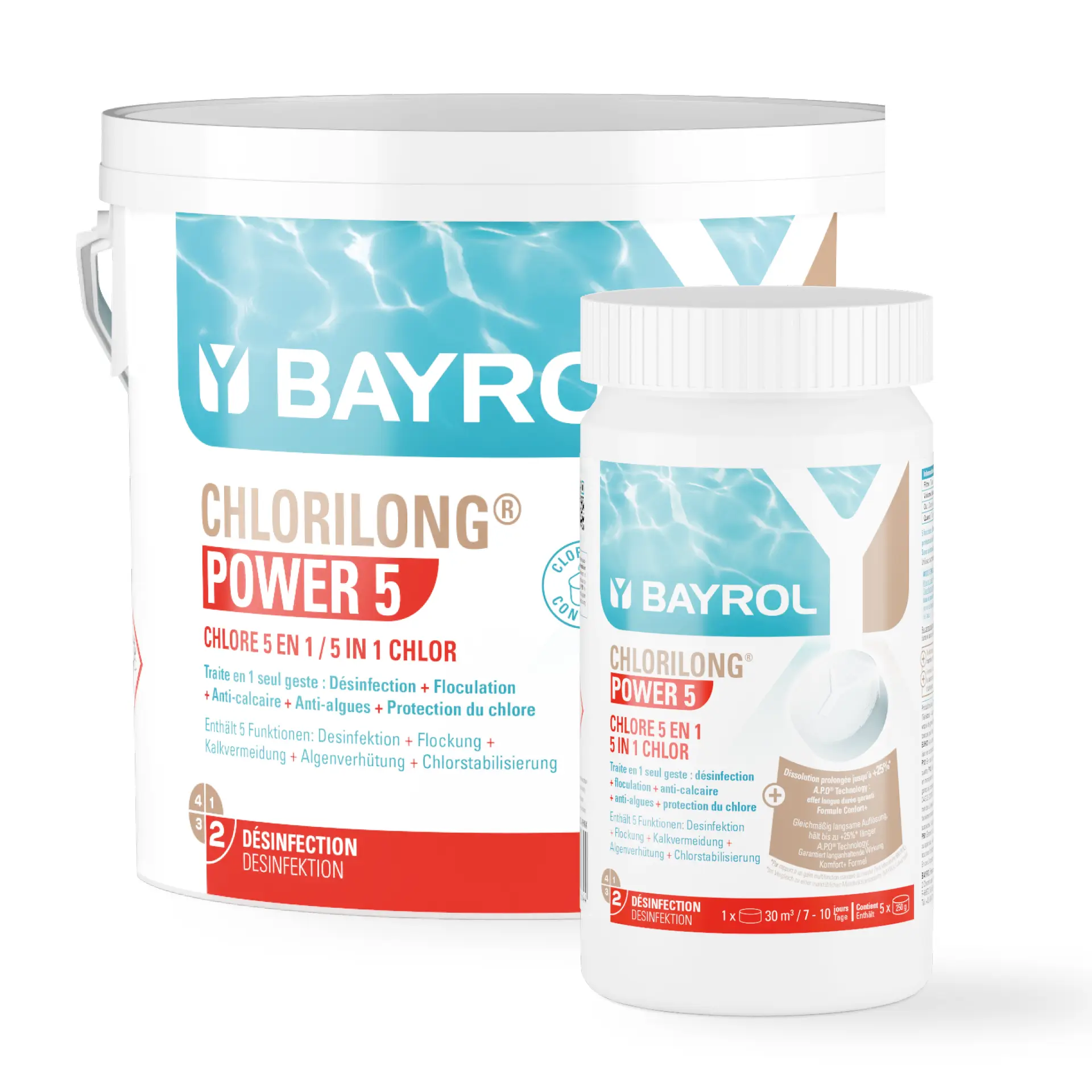 BAYROL Chlorilong® POWER5 - 5-fach wirksame Langzeit-Chlortabletten