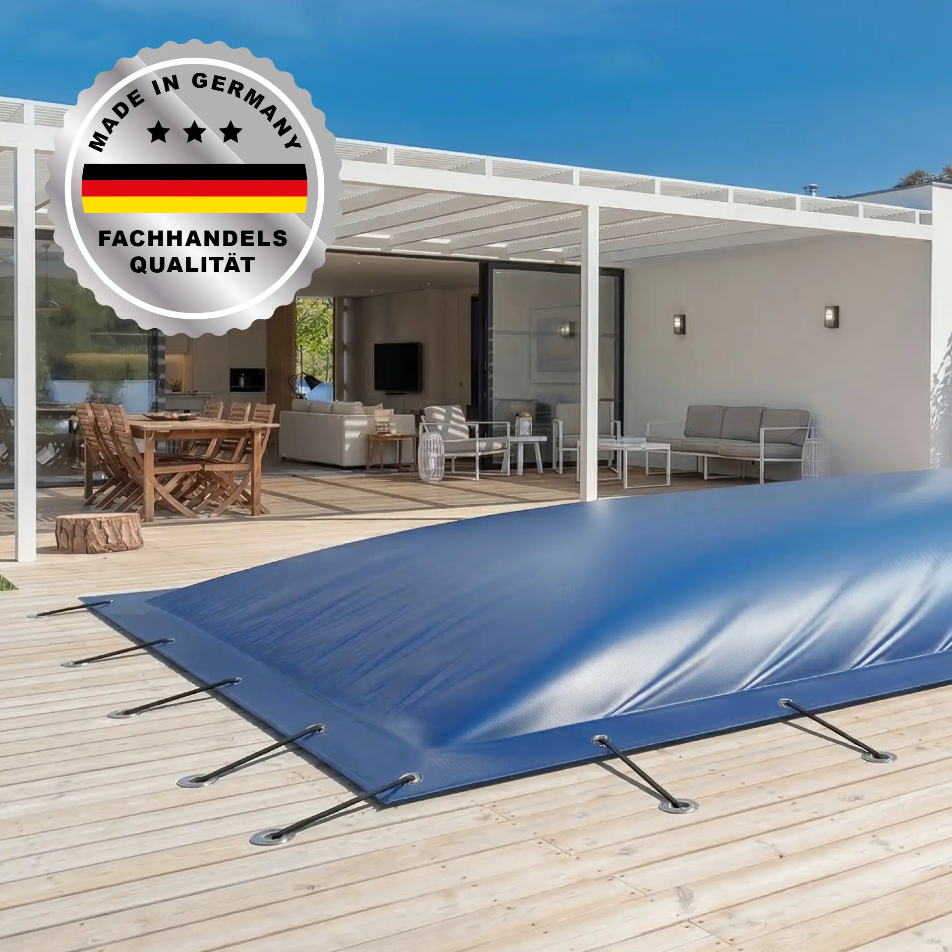 AirDeluxe Aufblasbare Poolplane RECHTECK - Poolabdeckung - 9,00 x 4,00 m