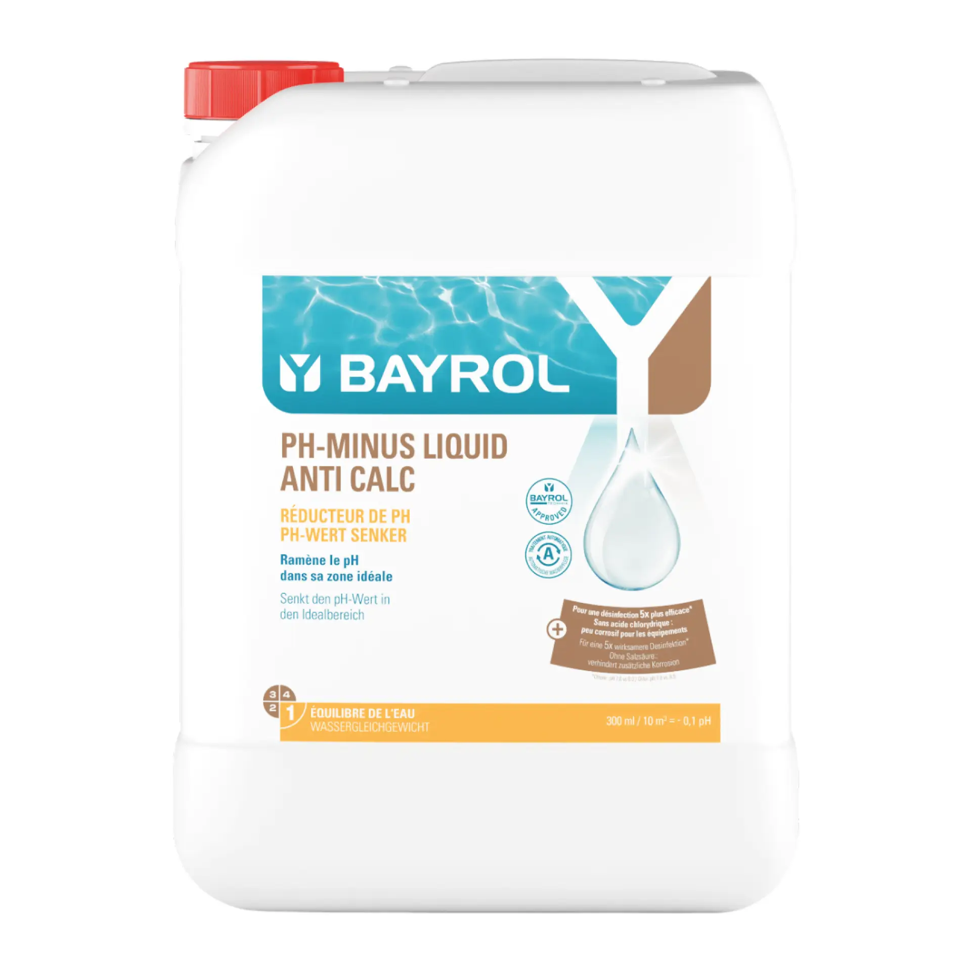 BAYROL pH-Minus Liquid Anti Calc – pH-Senker mit integriertem Kalkschutz - 20 l